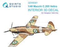 Quinta studio QD48391 Macchi C.205 Veltro (Hasegawa/Italeri) 3D Декаль интерьера кабины 1/48