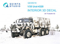 Quinta studio QD35019 Урал-4320 (Trumpeter) 3D Декаль интерьера кабины 1/35