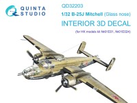 Quinta studio QD32203 B-25J Mitchell Glass nose (HK models) 3D Декаль интерьера кабины 1/32