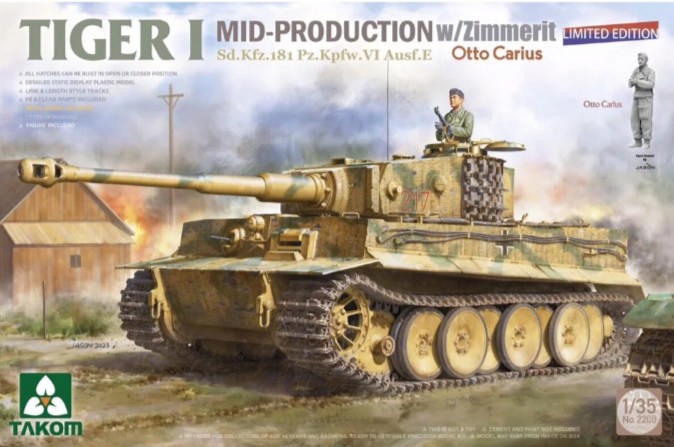 Takom 2200 PzKpfw VI Ausf. E Тигр с циммеритом (средний) с фигурой Отто Крауса 1/35