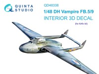 Quinta studio QD48338 DH Vampire FB.5/FB.9 (Airfix) 3D Декаль интерьера кабины 1/48