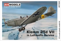 Avi Models 72026 Klemm 25d VII in Luftwaffe Service (4x camo) 1/72
