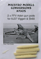 Maestro Models MMMK7205 Saab JA-37 'Viggen' and Saab 105 Sk60 Aden gun pod x 2 1/72