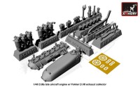 Armory ARACA4817 BMW D.IIIa aircraft engine resin+PE set with exhaust collector for Fokker D.VII 1/48