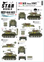 Star Decals 48-B1022 US M8 HMC - 75mm Howitzer. D-Day and France in 1944.66th Armored Regiment, 2nd Armored Division and 5th Armored Division 1/48