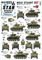 Star Decals 48-B1023 US M5A1 Stuart - Light Tank.NW Europe in 1944-45 1/48