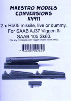 Maestro Models MMMK4911 2 x Rb05 missile, live or dummy For Saab AJ-37 'Viggen' & Saab SK60/105 1/48