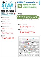 Star Decals 35-C1012 Arabic numerals #1. Generic WHITE numbers in 7 sizes and styles 1/35